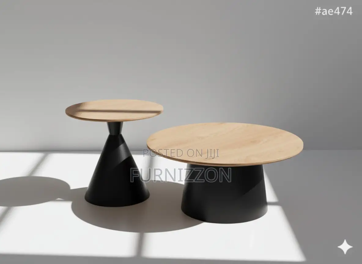 Elegant Wooden Top 2-Piece Round Coffee Table