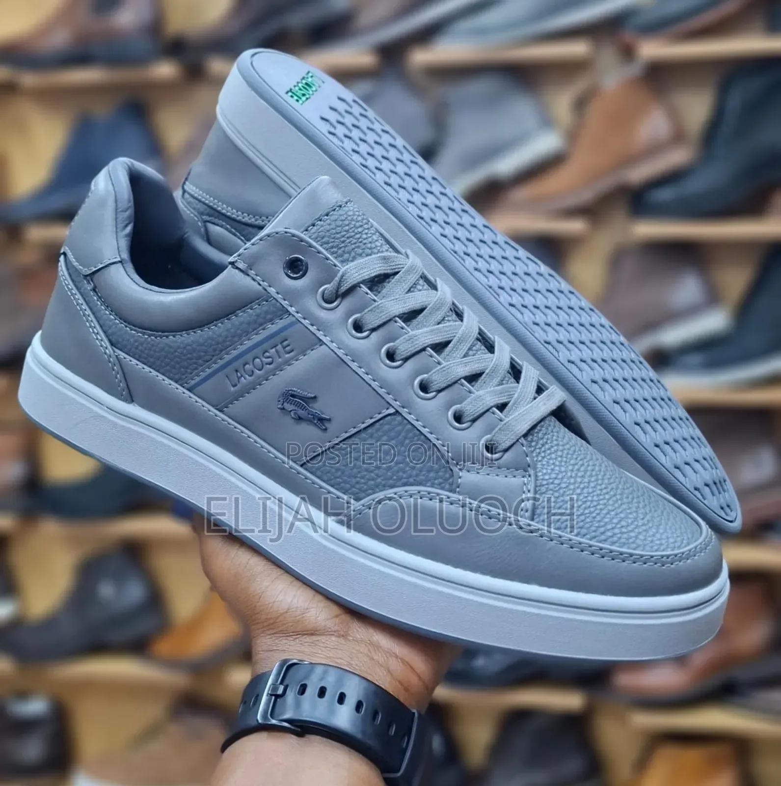 Lacoste T Clip Casual Leather Shoes Light Grey