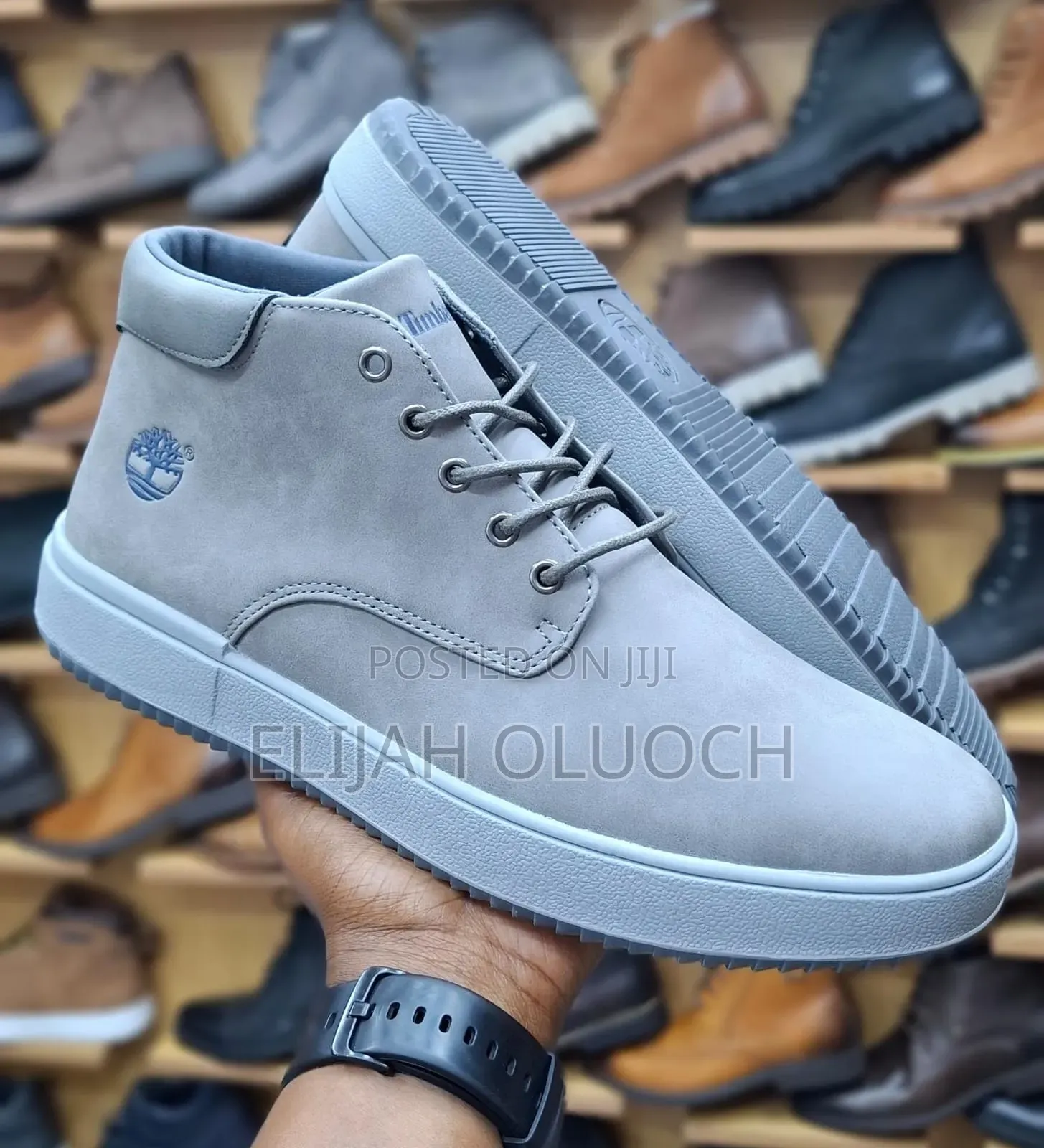 Timberland High Cut Men Casual Leather Shoes Grey