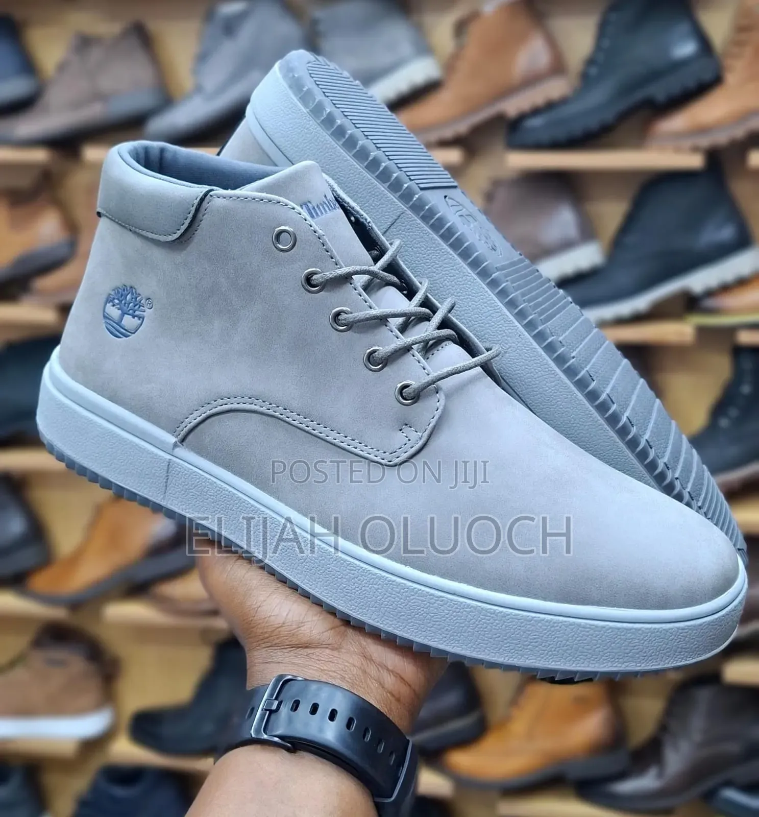 Timberland High Cut Men Casual Leather Shoes Grey