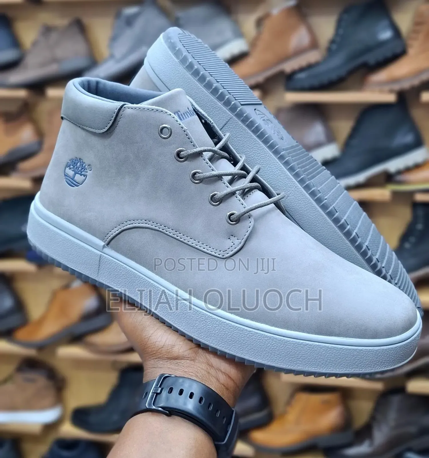 Timberland High Cut Men Casual Leather Shoes Grey