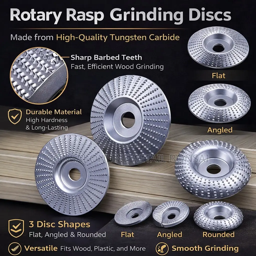 3pcs Rotary Rasp Grinding Discs for Angle Grinder Wood Curving Discs