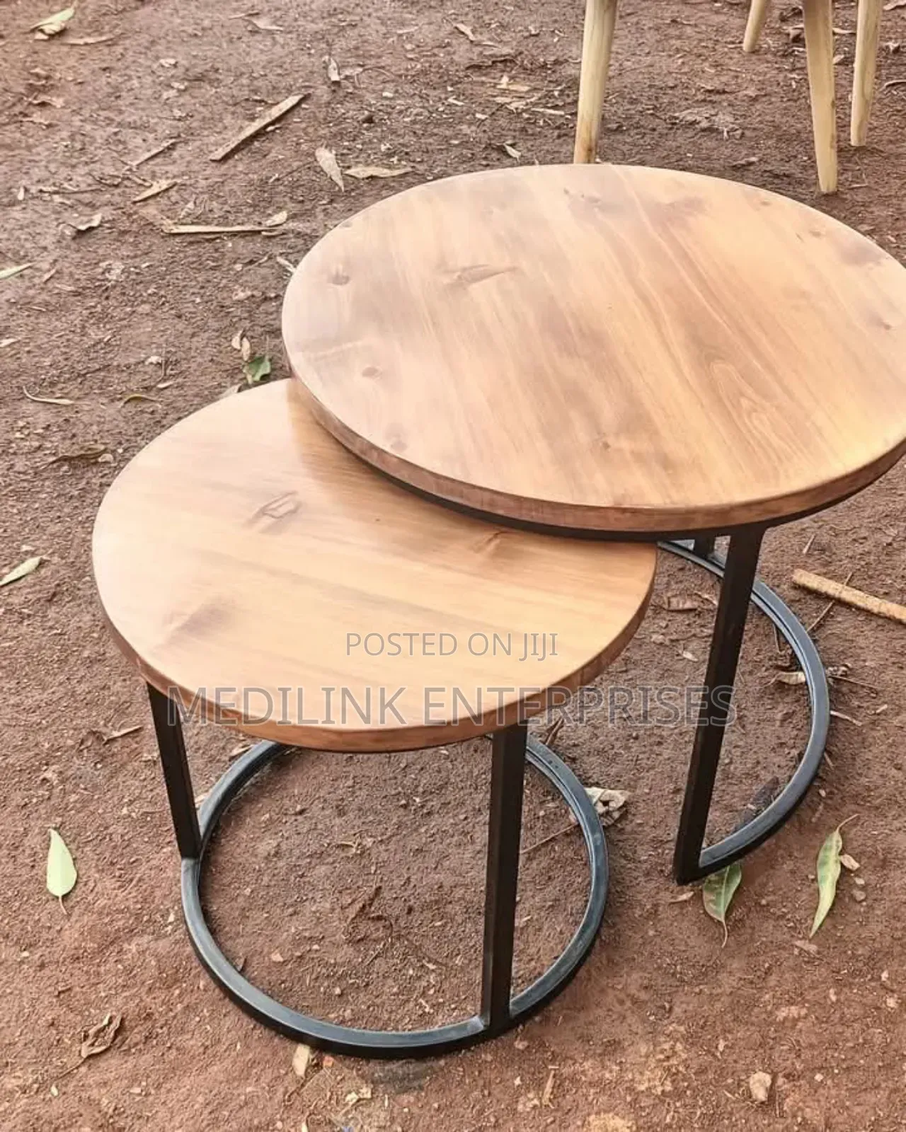 Wooden Metallic Coffee Table Stools