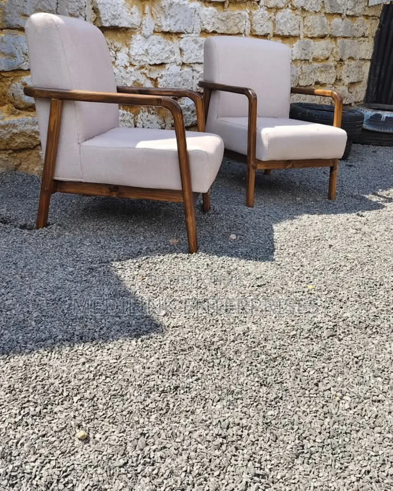 Scandinavian Fibre Made Walnut Wood Upholstered Armchairs