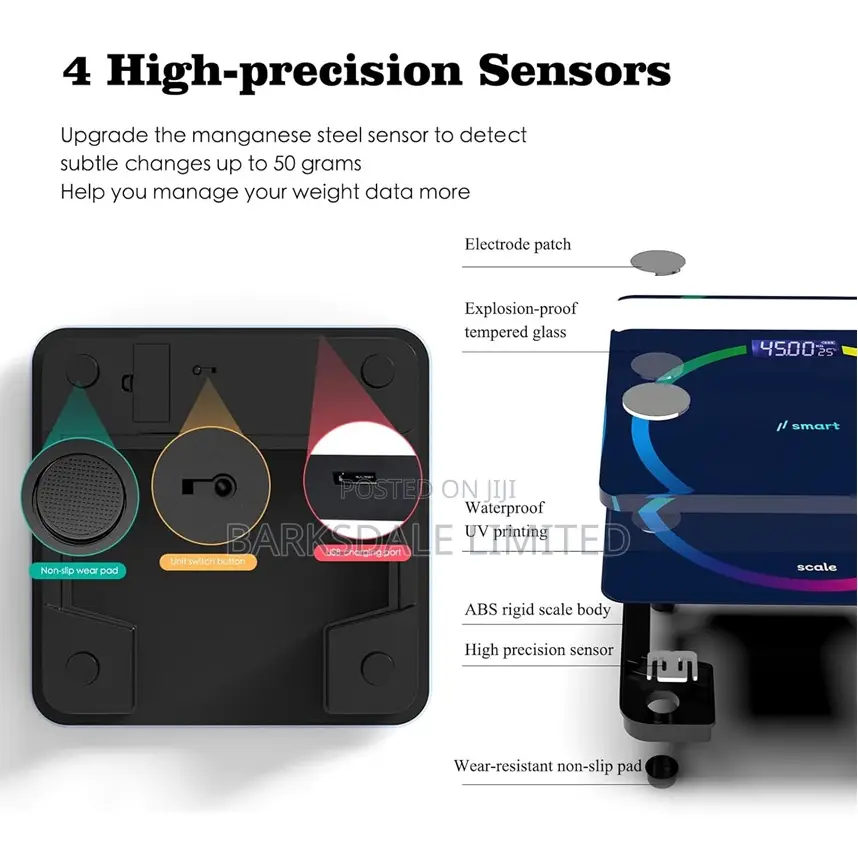 Rechargeable Smart Bmi Bluetooth Weighing Scale Digital Led LCD App