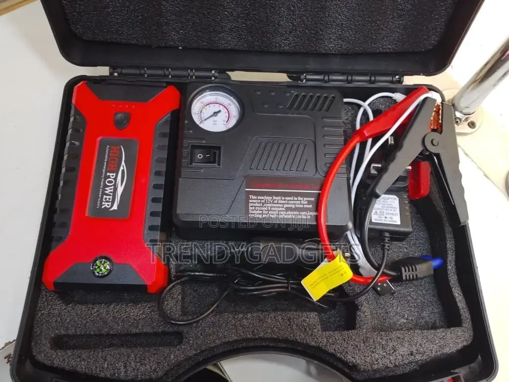 Portable Car Jump Starter With Air Compressor Led Light