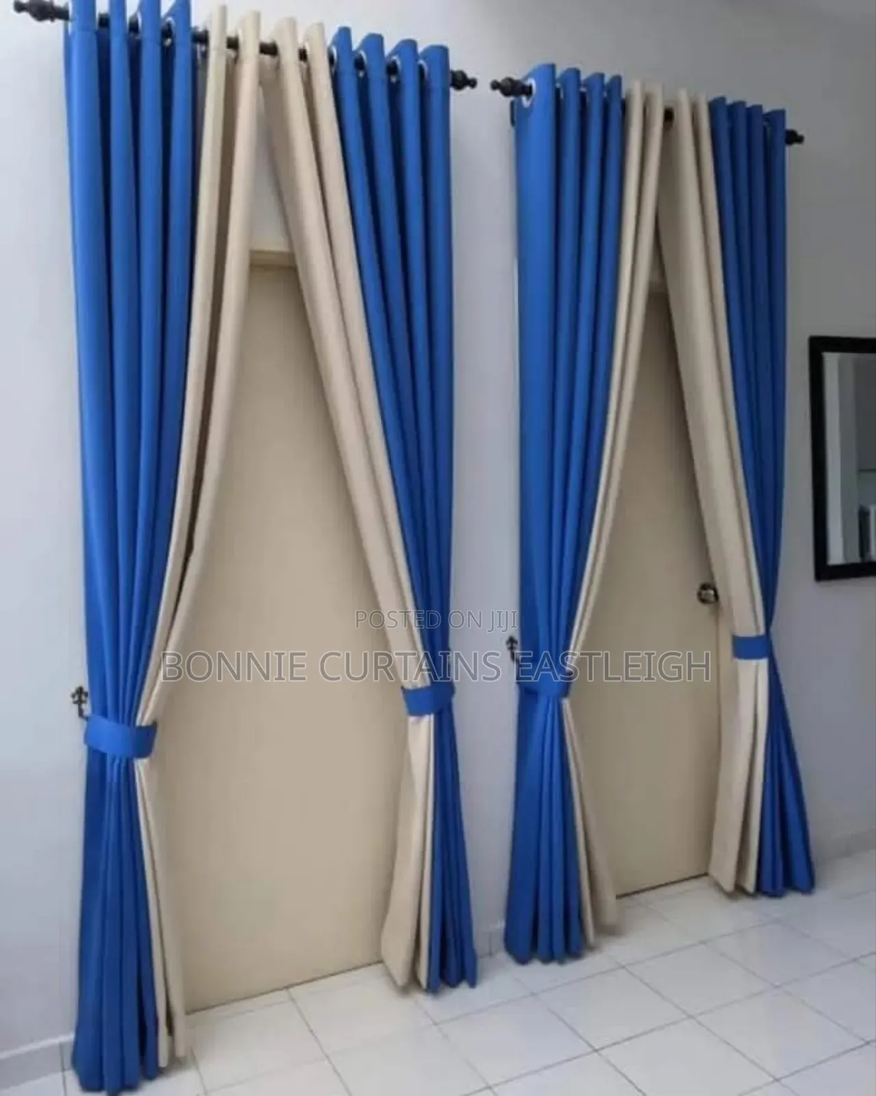 Blue Mixed With White Windows Curtains