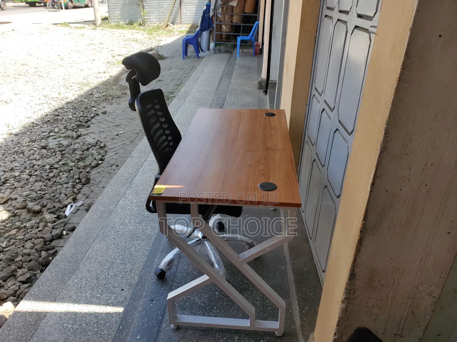 Table and Chair, Metallic Frame