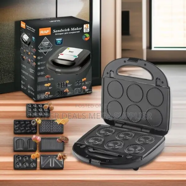 Raf 6 in 1 Electric Sandwich Maker Toaster Waffle Panini Donut