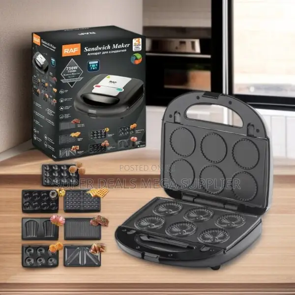 Raf 6 in 1 Breakfast Maker Sandwich Toaster Waffle Donut Panini