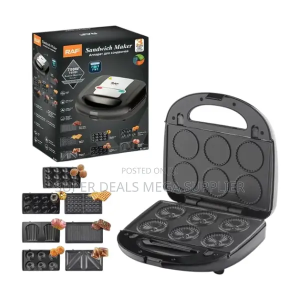Raf 6 in 1 750 Watts Sandwich Maker Panini Grill Waffle Iron Non Stick