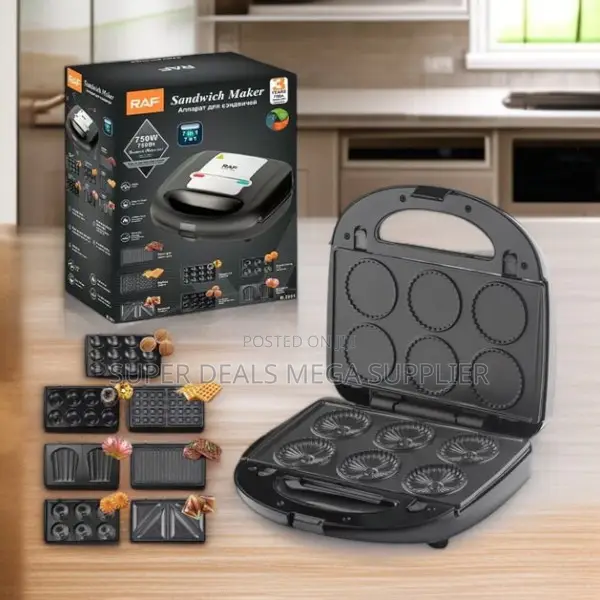Raf 6 in 1 Electric 750w Multi Sandwich Donut Waffle Toaster Maker