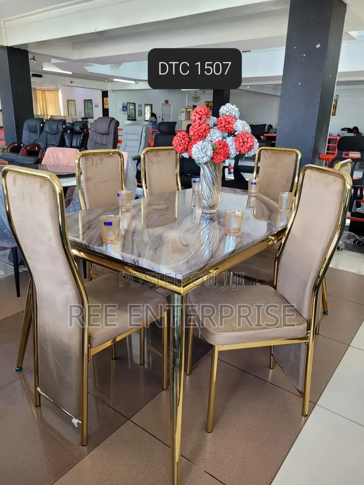 Modern Executive 6 Sitter Marble Dinning Table