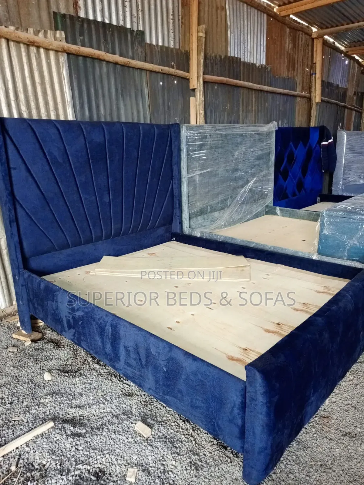 Blue Velvet Bed 5 by 6