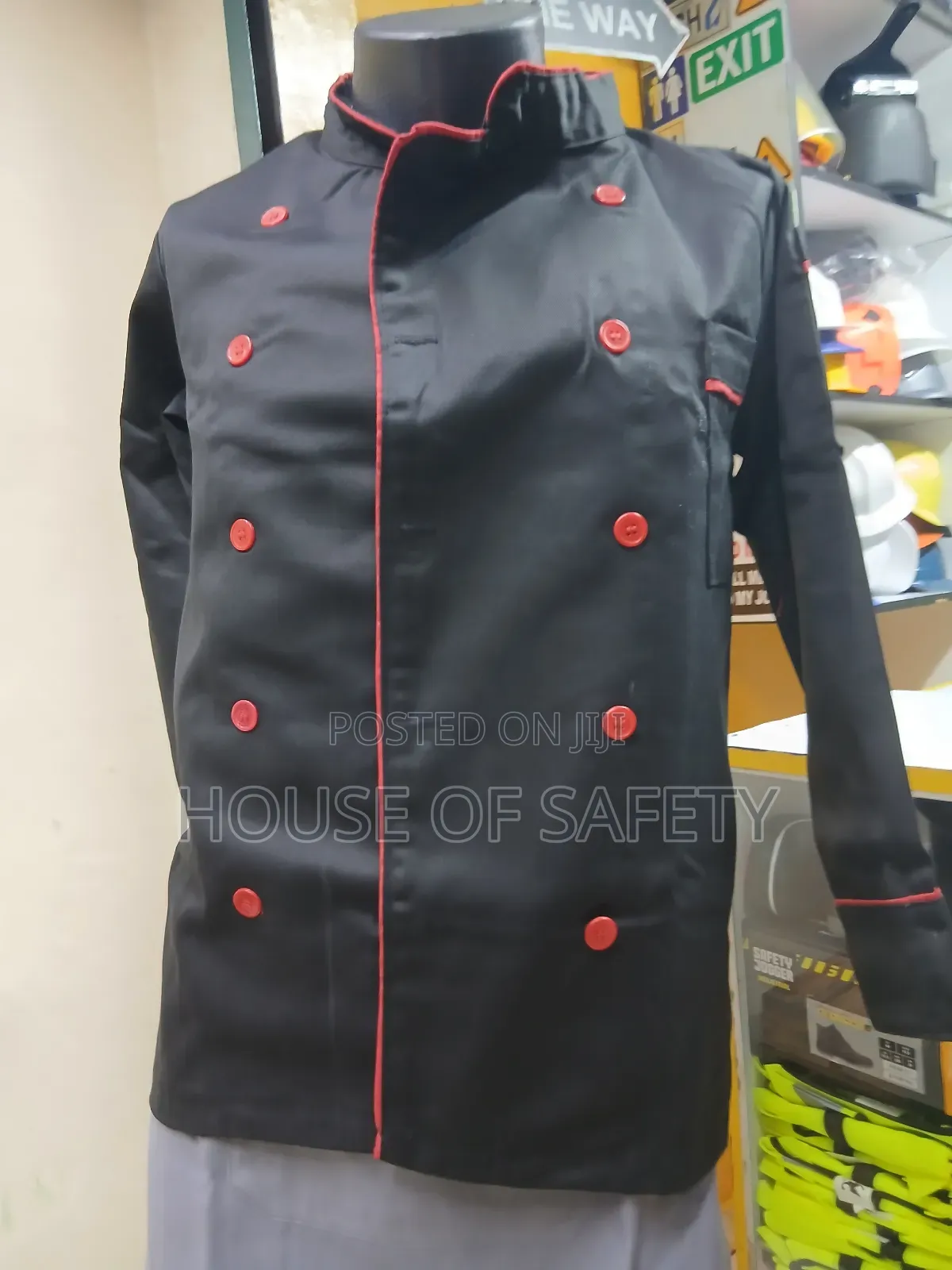 Red and Black Mandarin Collars Chef Coats