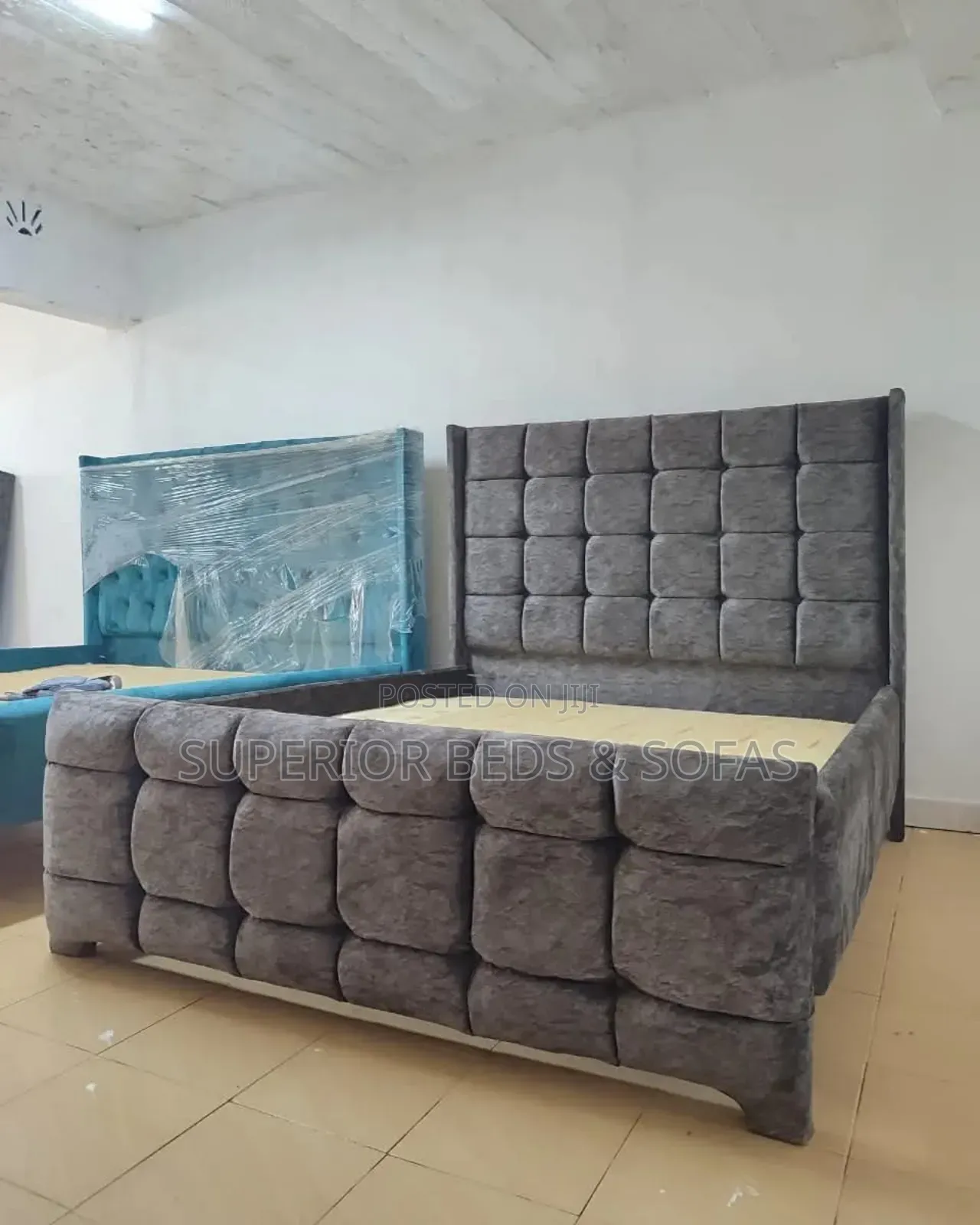 Tufted Upholstered Bed Size 5 by 6.