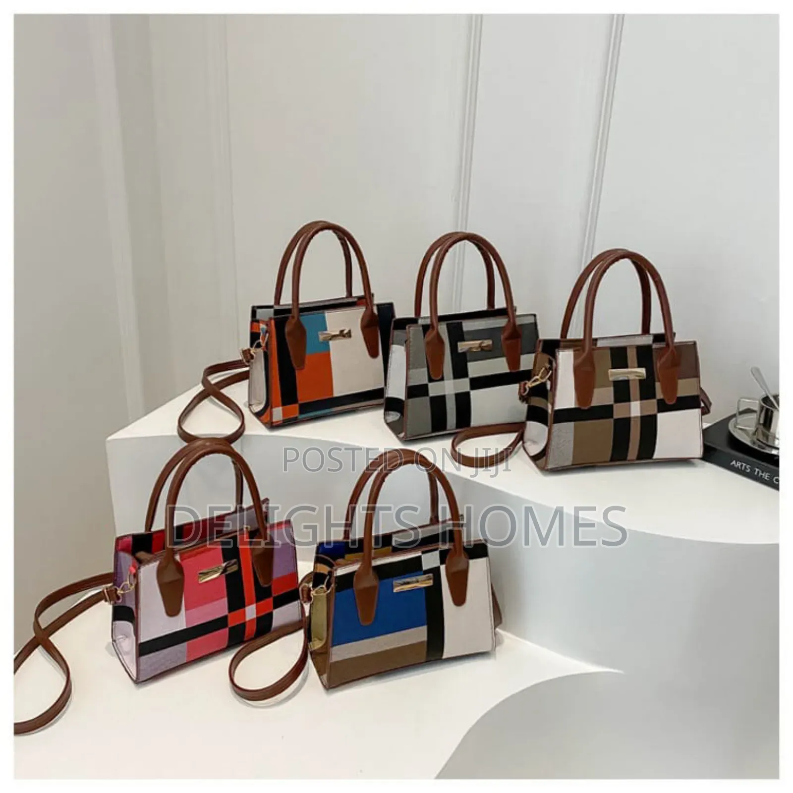 Trend Fashion Collision Color Check Bag_re