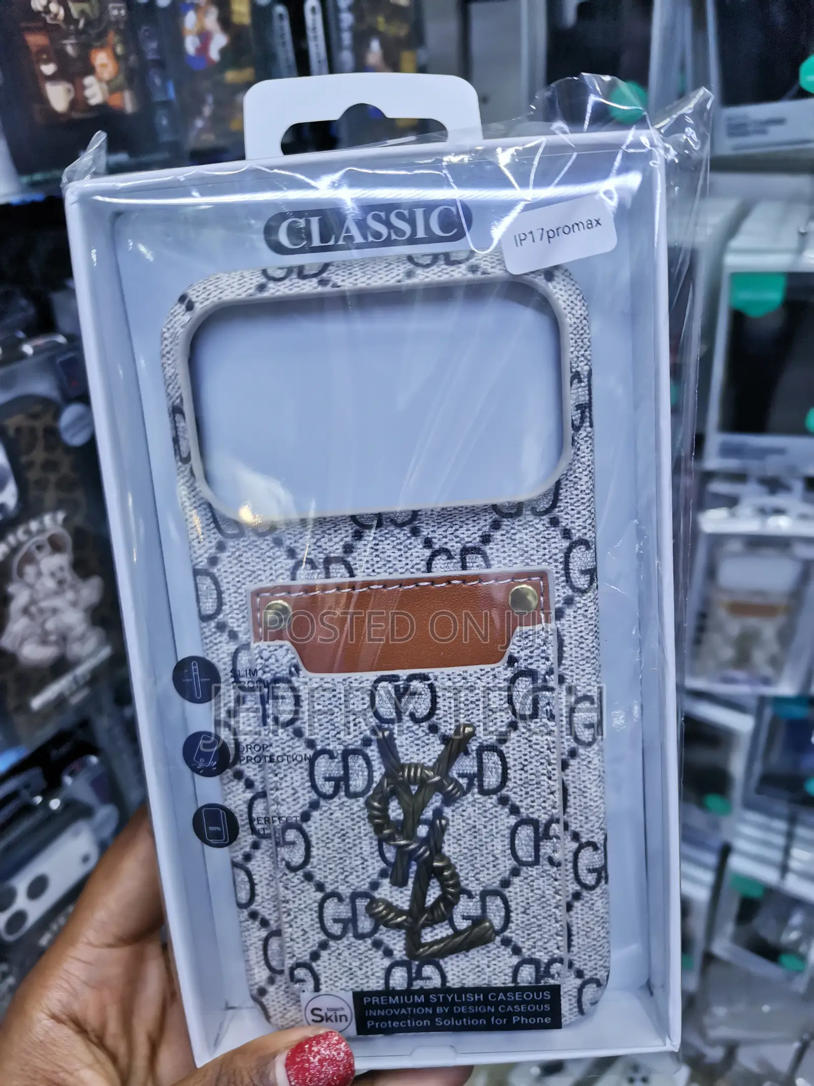Posxe Luxury Ysl Card Holder Wallet Style iPhone 17 Pro Max Case