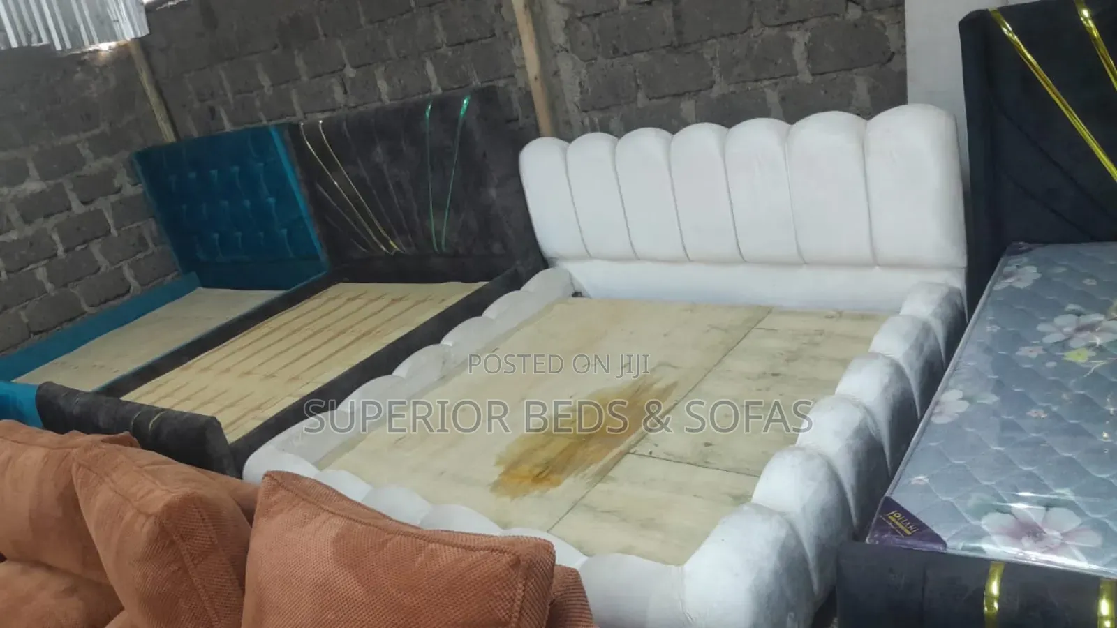 White 5 by 6 Upholstered Bed