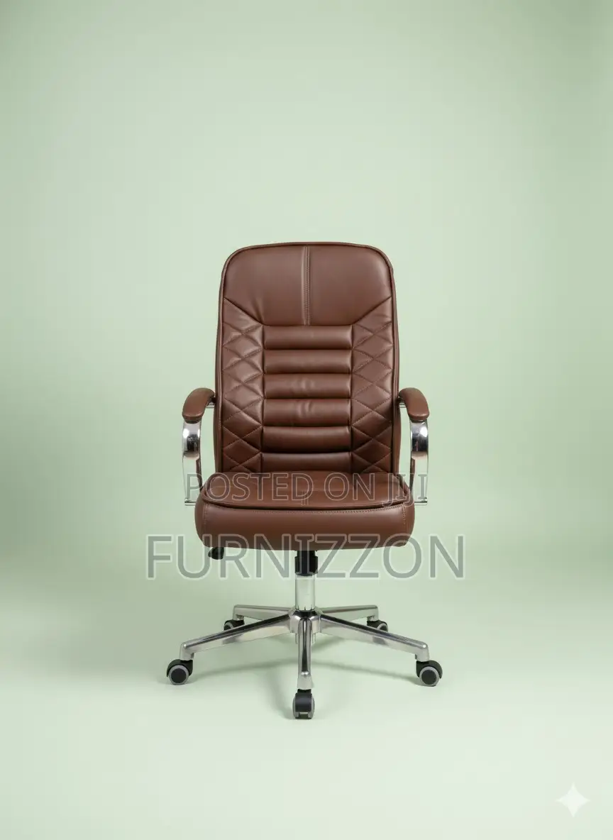 Practical Low Back Office Chair in Brown Leather