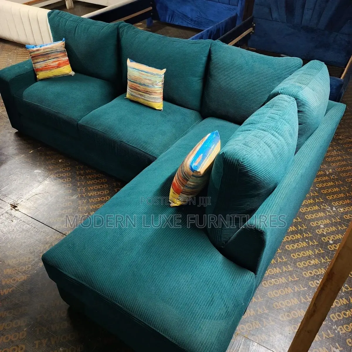 Elegant And Modern Green L Sofa