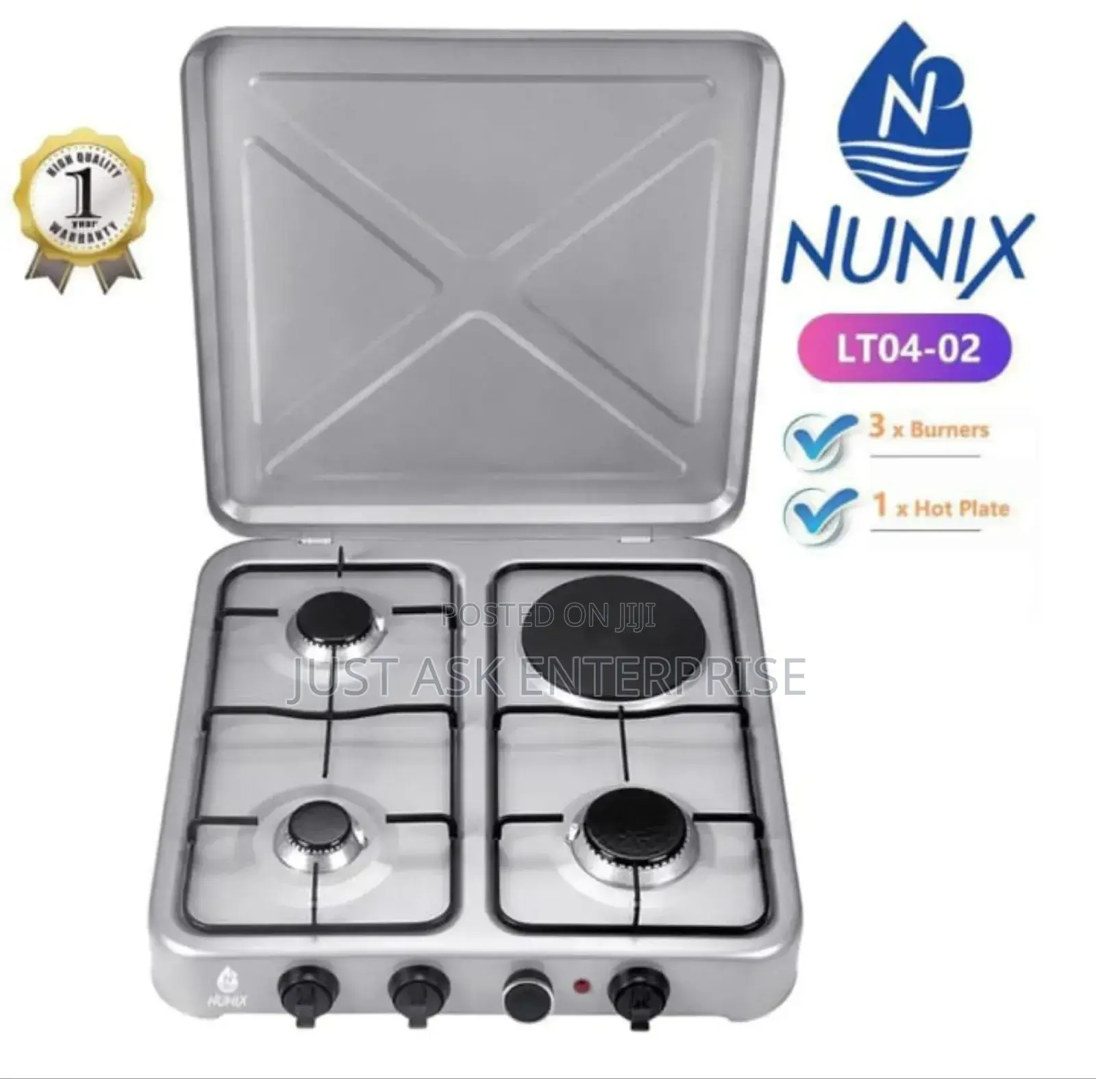 Table Top, 3 Gas One Electric Nunix 3+1 Table Top Cooker, Silver