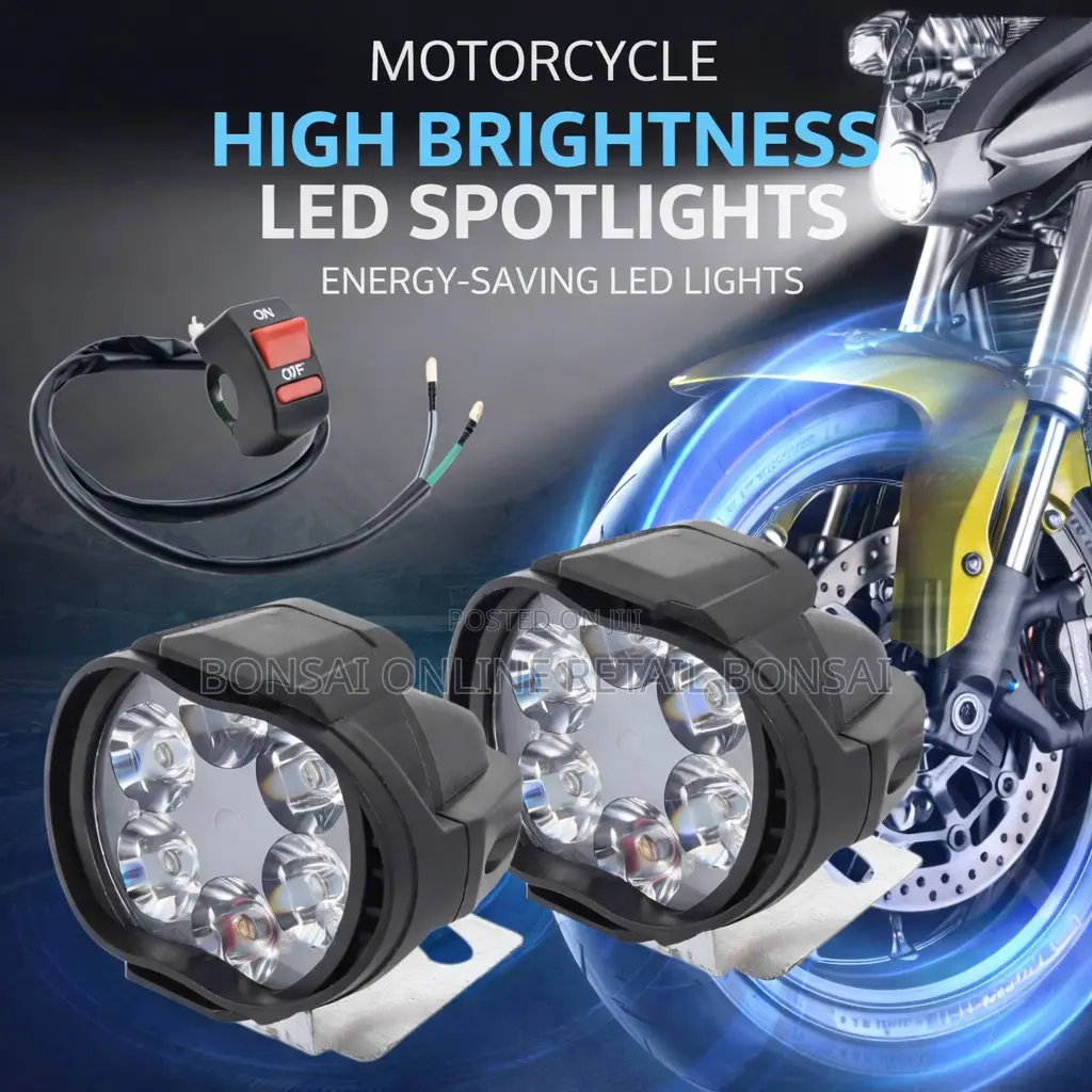 2pcs Motorcycle 6 Led Spotlight Fog Light Headlamp With Switch