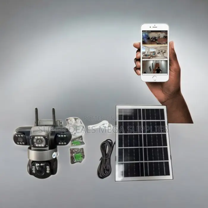 Energy Saving V380 Pro 12mp 4g PTZ Rotating Triple Lens Solar Camera