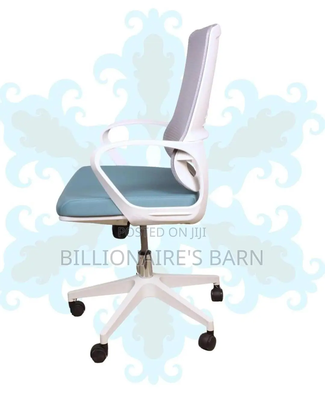 White Ergonomic Work Chair | Stable Base, Lower-back Support