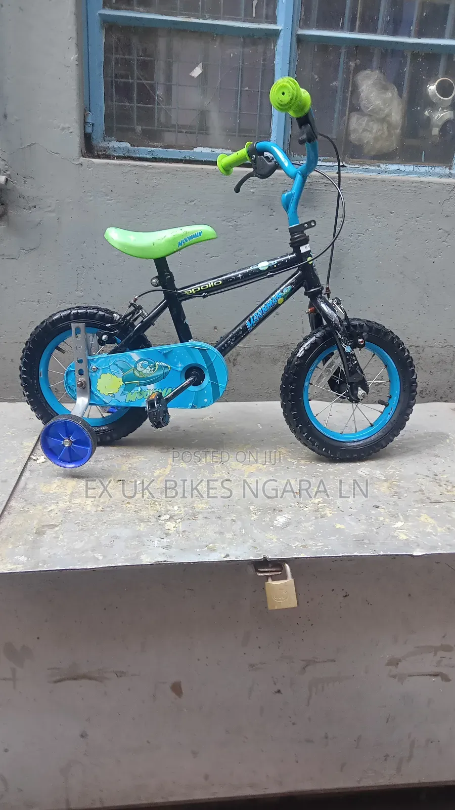 Ex Uk Size 12 Apollo Moonman Kids Bicycle for 2-3 Yr Old ,Side Wheels