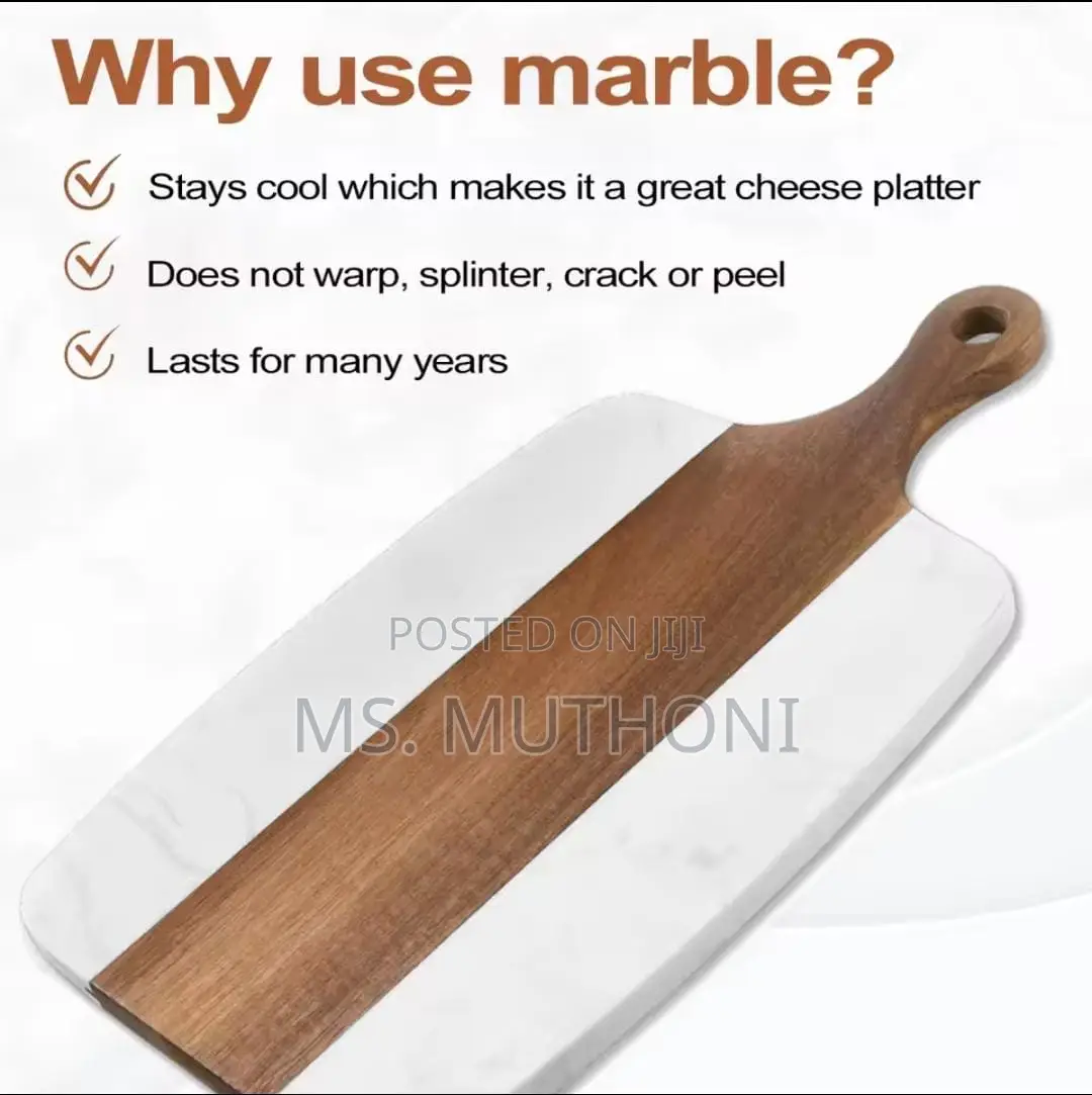 Acacia Wood and Marble Cutting and Serving Board.
