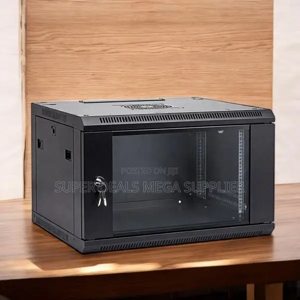 6u Wall Data Cabinet, Glass Front Door and Removable Side Covers