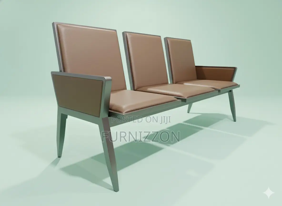 Durable 3-Seater Pu Padded Bench in Brown