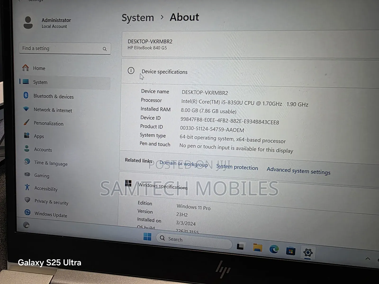 Laptop HP EliteBook 840 G5 8GB Intel Core i5 SSD 256GB