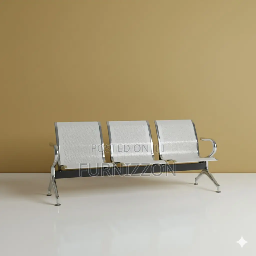 Modern 3-Seater Steel Waiting Bench