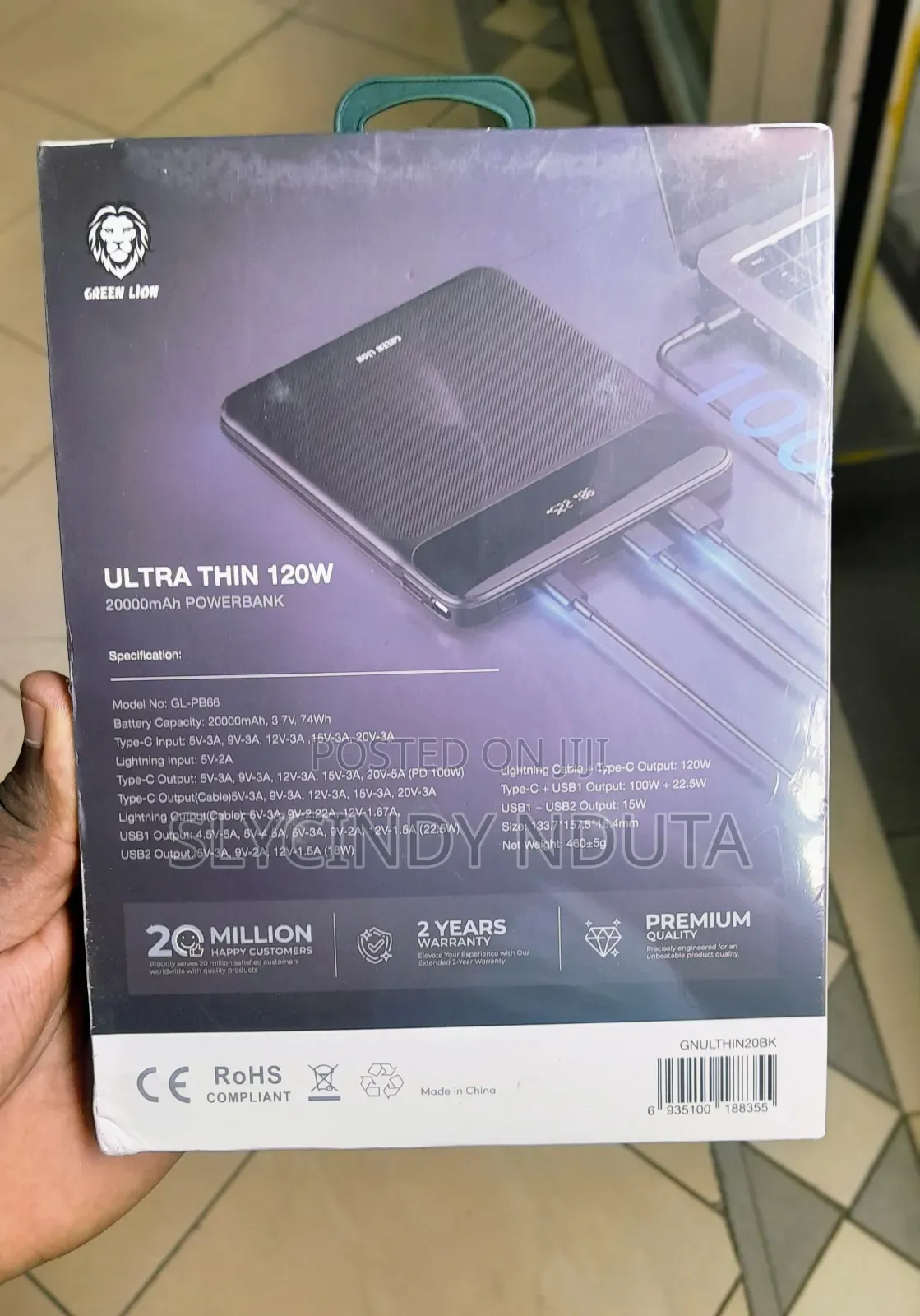 Green Lion Ultra-Thin 120w 20000mah Power Bank