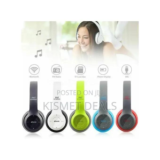 P47 Wireless Stereo Bass Bluetooth Headphone Sports Foldable Headset