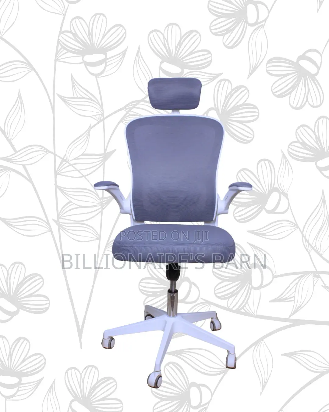 White Ergonomic Office Chair—Office-Ready Style, Neck Support Headrest