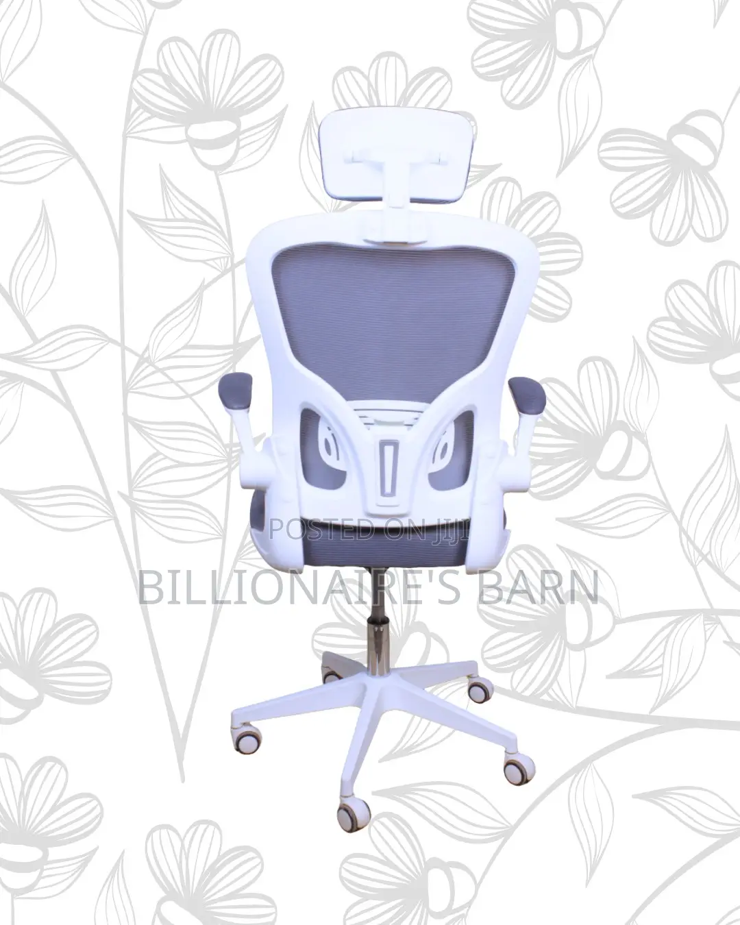 White Ergonomic Office Chair—Office-Ready Style, Neck Support Headrest