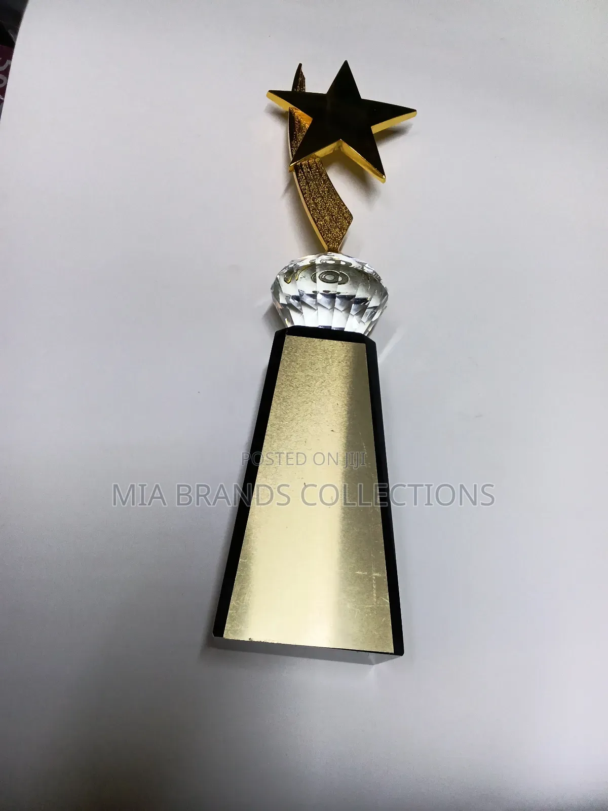 Gold Clear Crystal Star Award Trophy