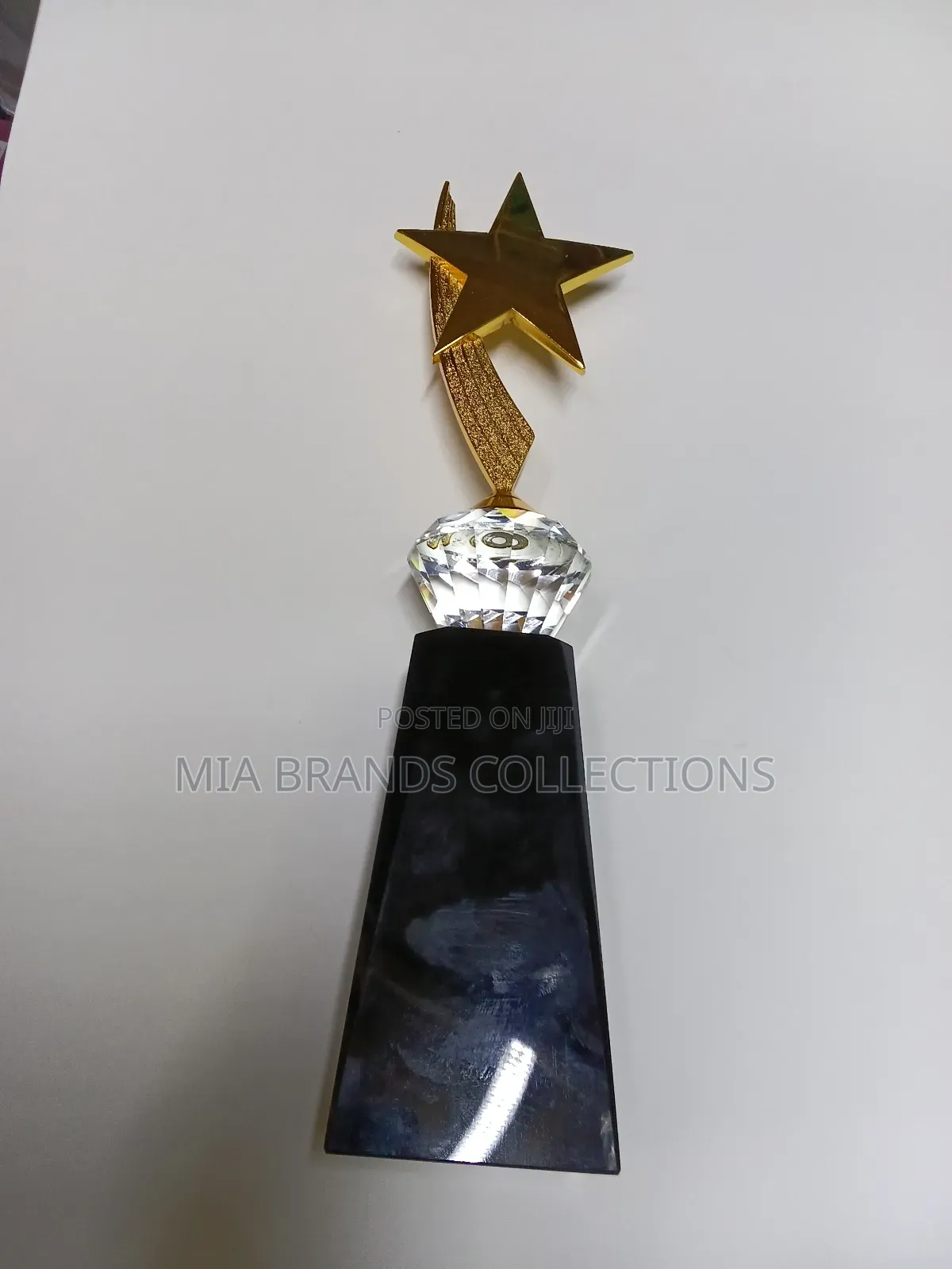 Gold Clear Crystal Star Award Trophy