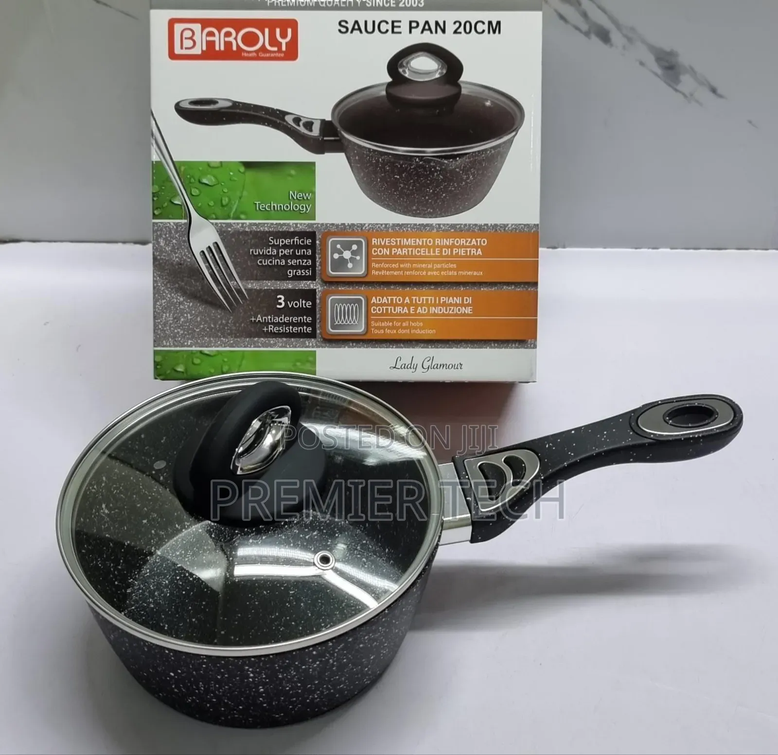 *Baroly German Brand Heavy Granite Sauce Pans + Lid