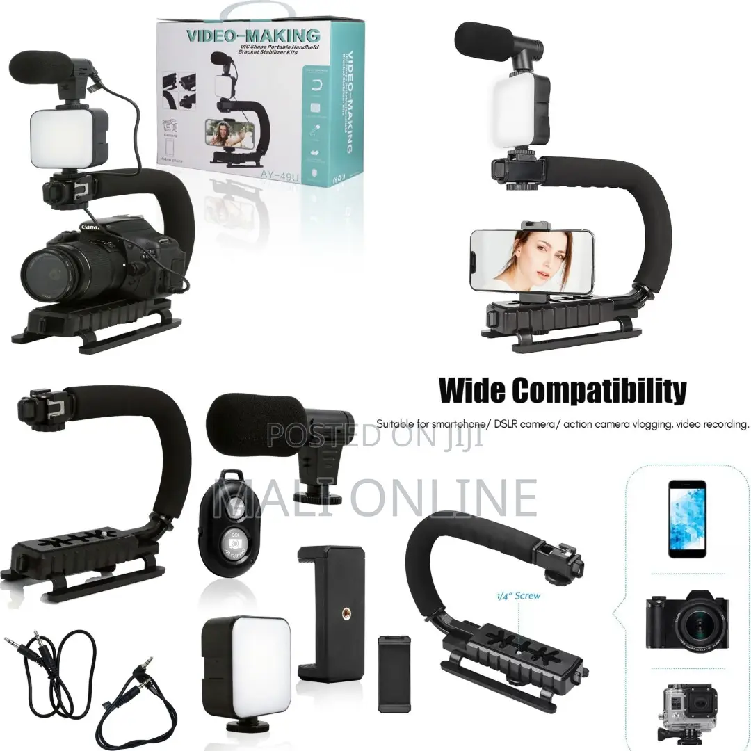 U-Shape Video Rig Stabilizer Kit for Phones Cameras Vlogging Bracket