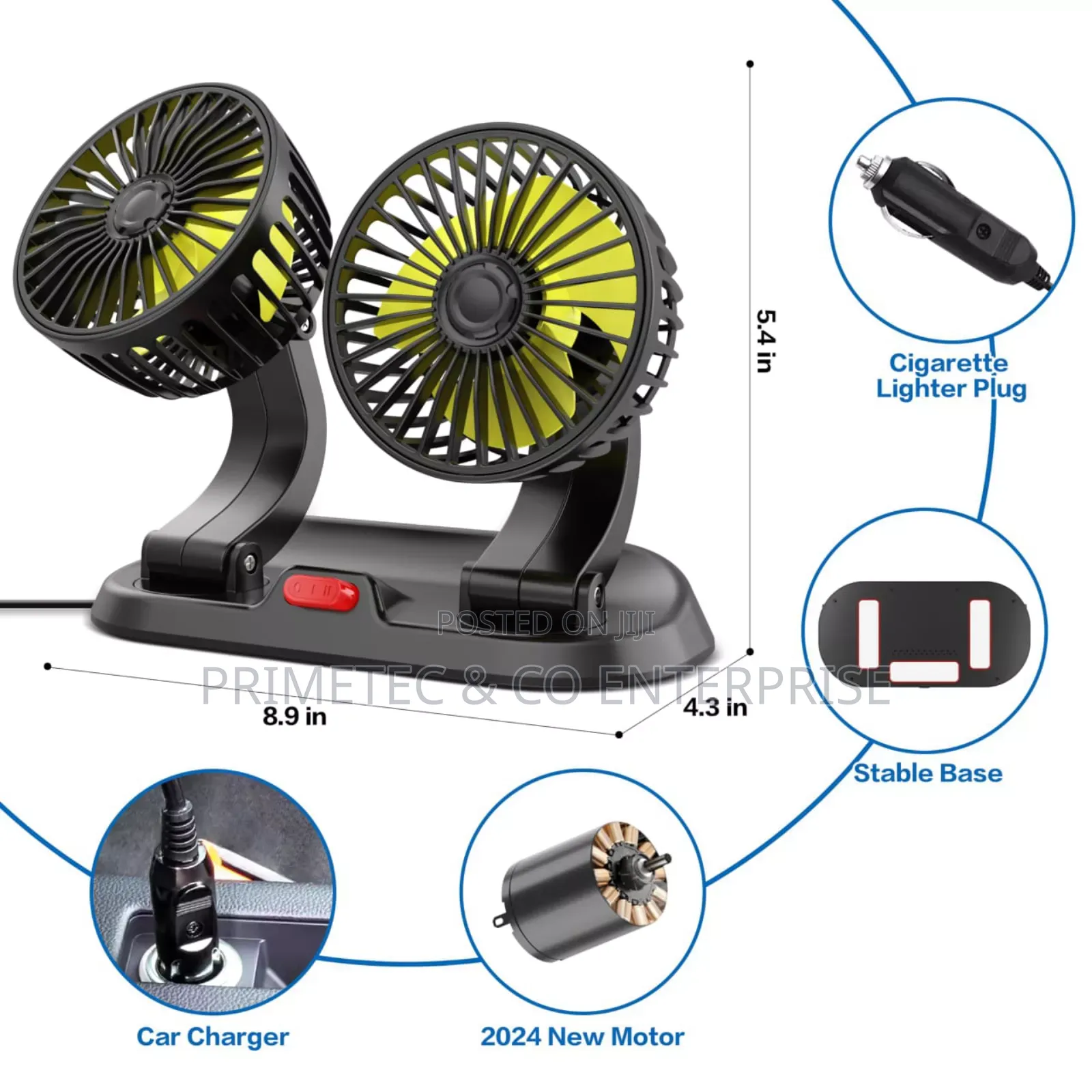 2 Speed Double Headed Vehicle Fan