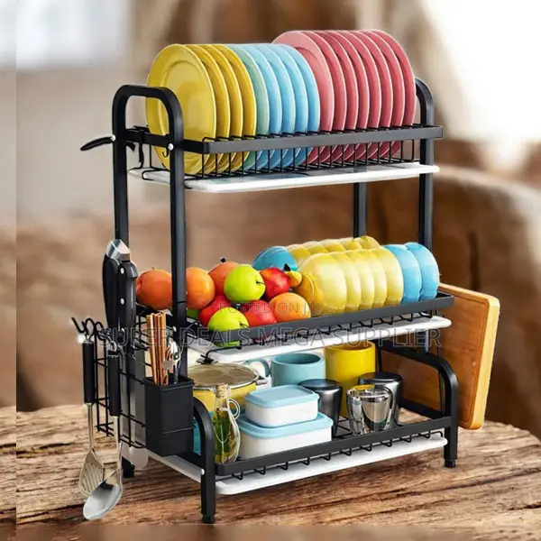 Space Saver 3 Tier Dish Drying Rack Metal Kitchen Organizer