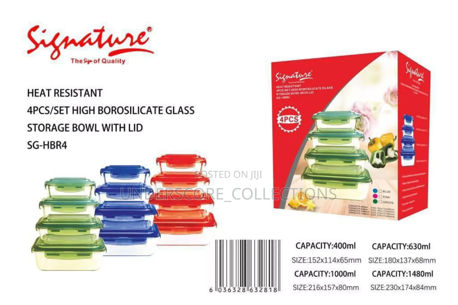 Set of 4 Glass Storage Containers
