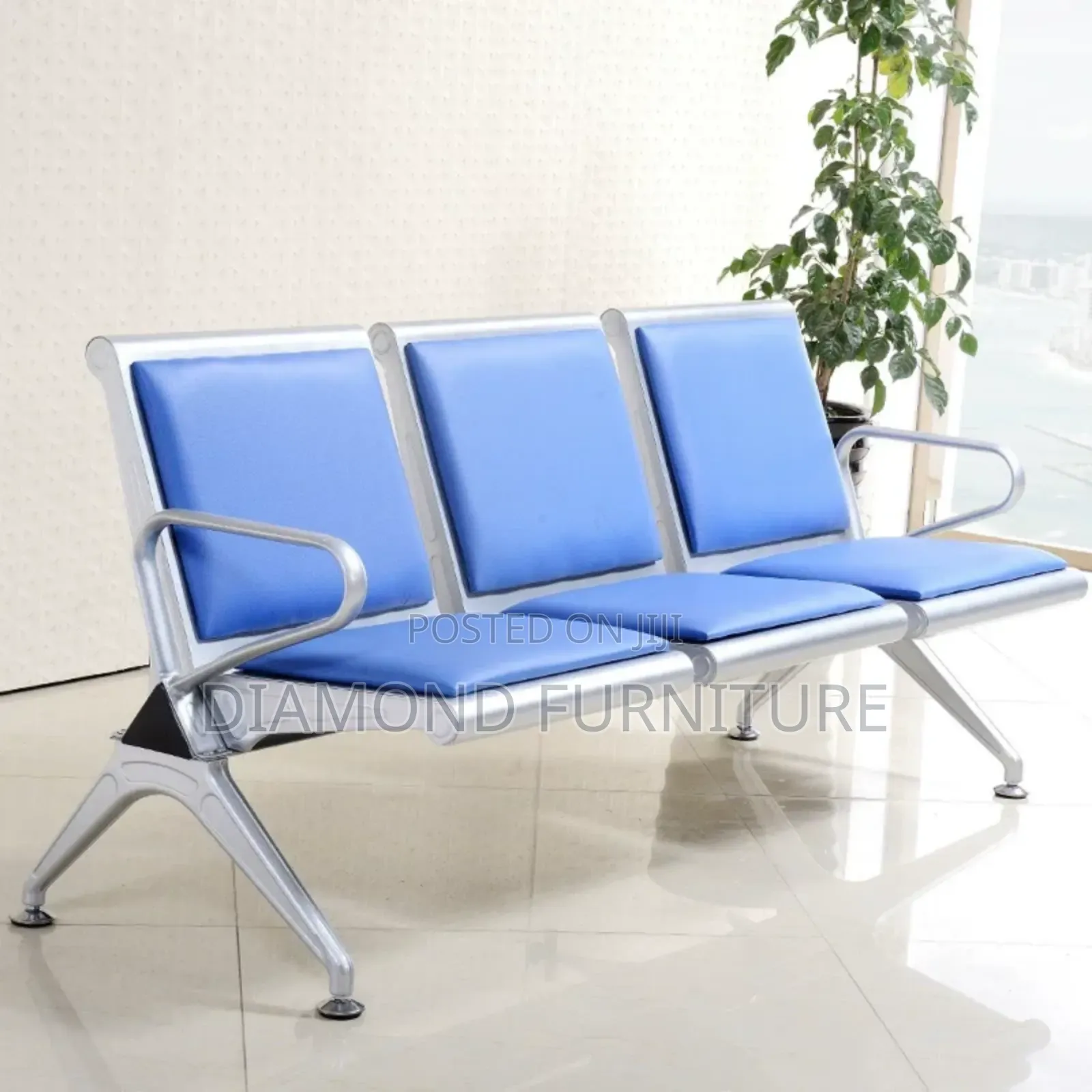 Heavy-Duty 3-Seater Waiting Chair | Cushioned Hospital Office Bench