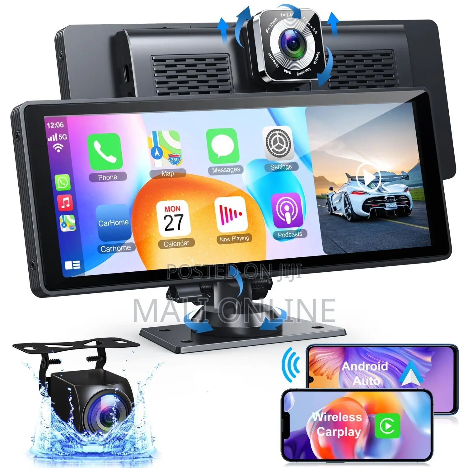 10.26 Inch Wireless Display Touchscreen With Hd Dash Cam + Reverse Cam