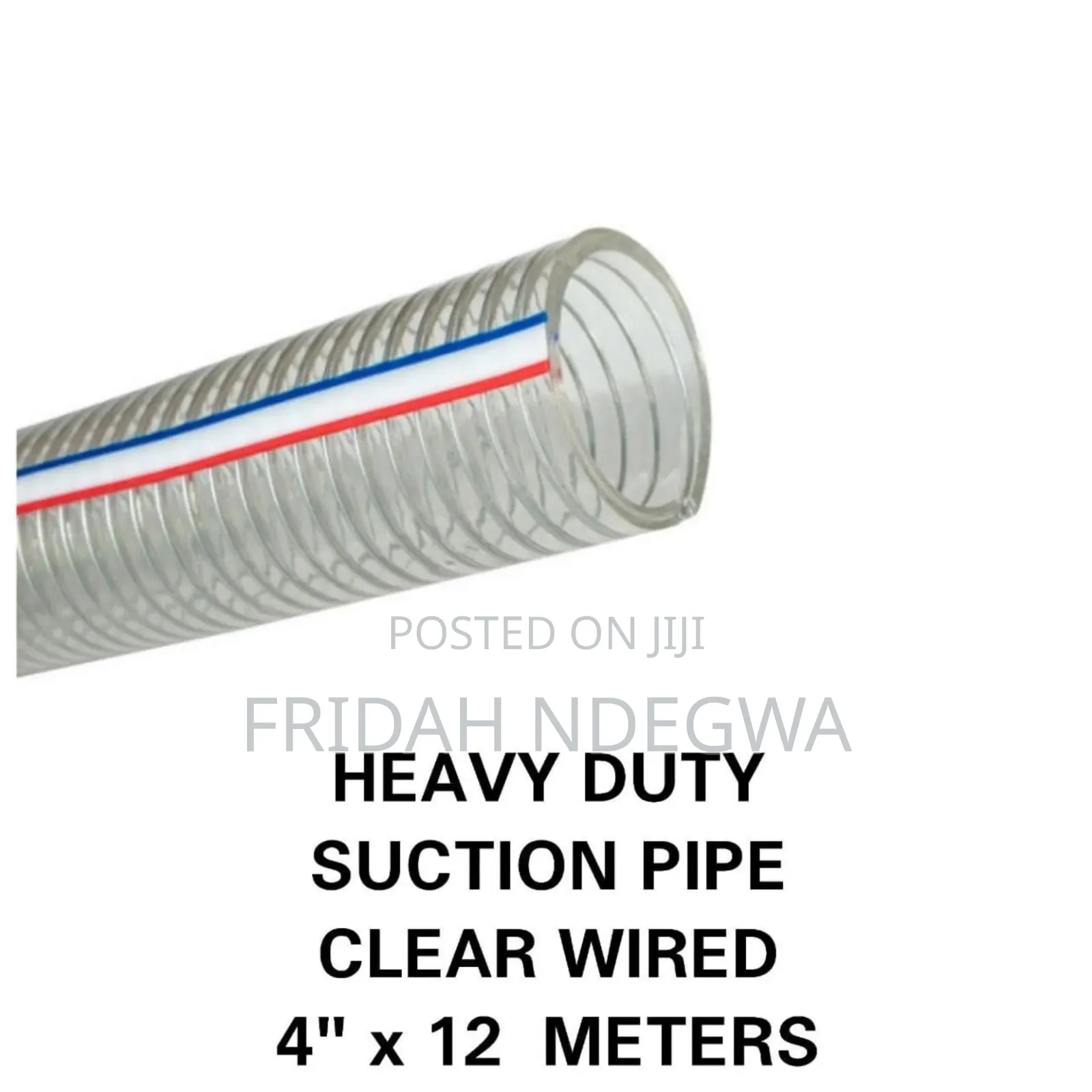 Heavy Duty Sunction Pipe Clear Wired 4" by 12 M