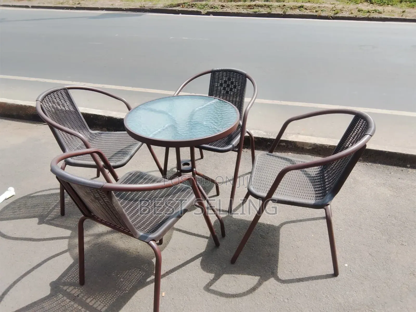 4 Seats Brown Outdoor Set